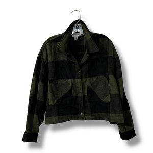 For the Republic Plaid Cropped Shirt Jacket Women’s Size Large Shacket
